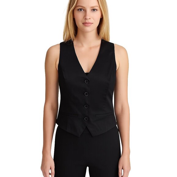 White House Black Market Jackets & Blazers - NWT White House Black Market Sleeveless Sateen Vest Black 14 #WHBM70